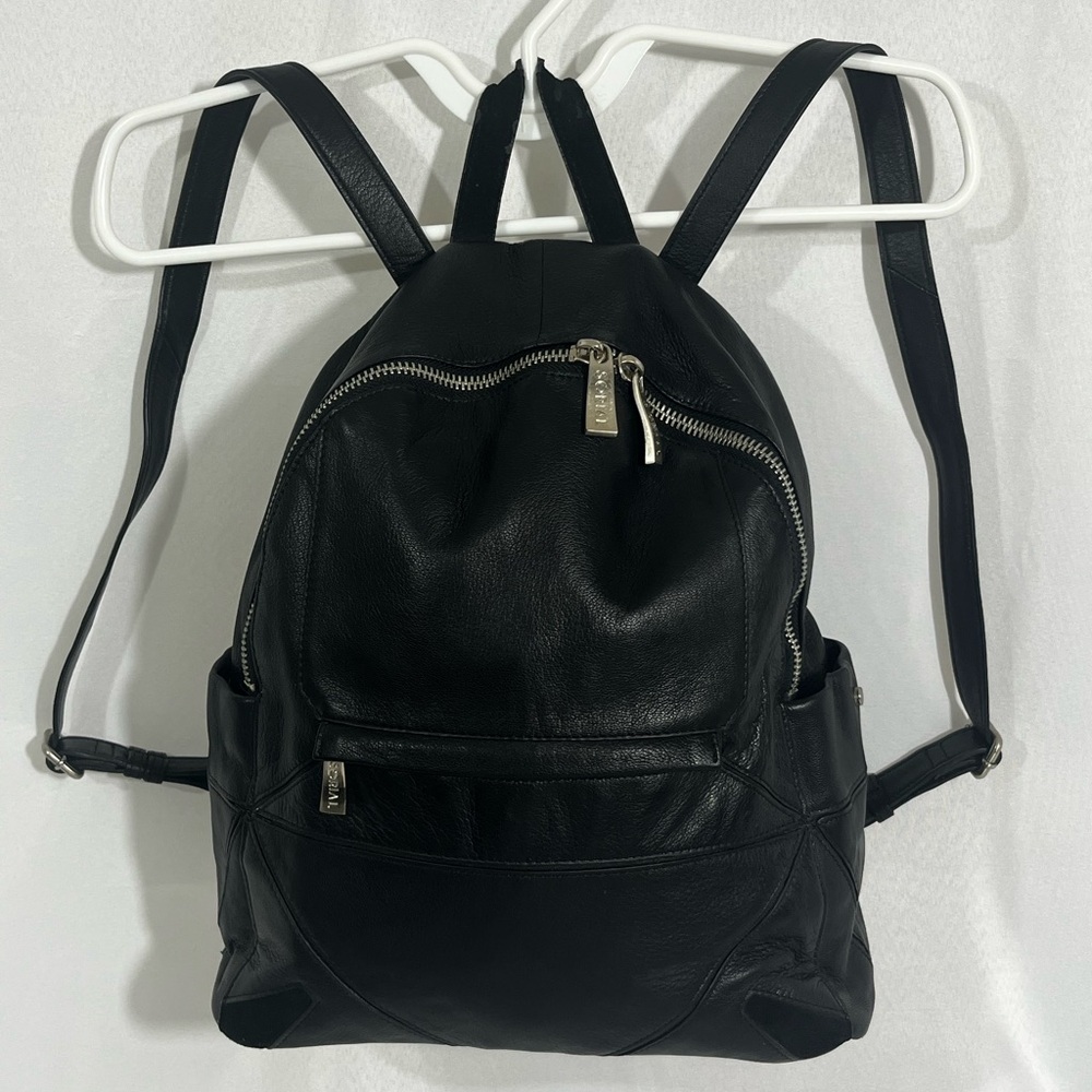 Sorial Candace Leather Backpack, Black, Silver Tone Hardware